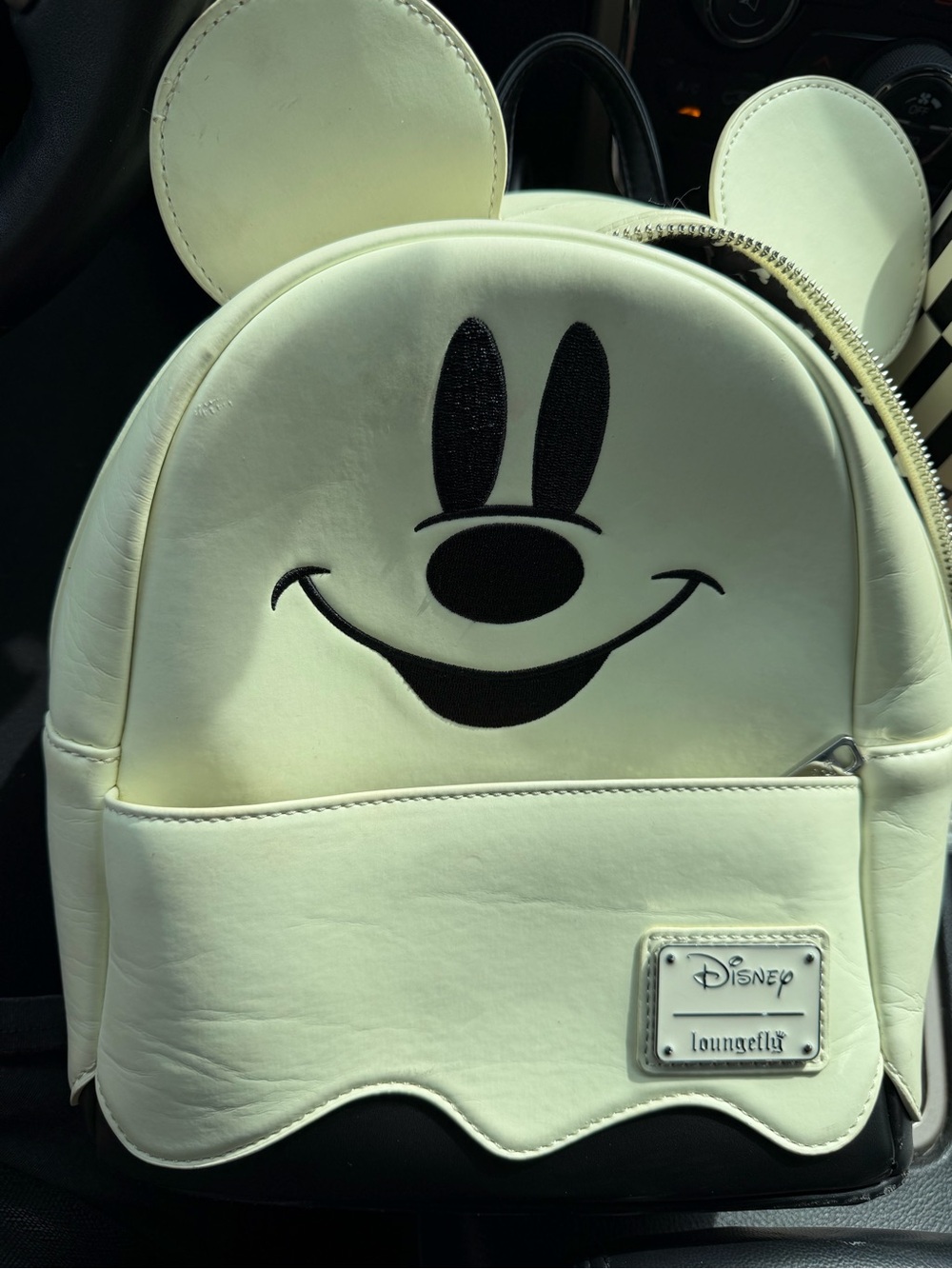 Loungefly Cream & Black Mickey ghost Ears Mini Backpack